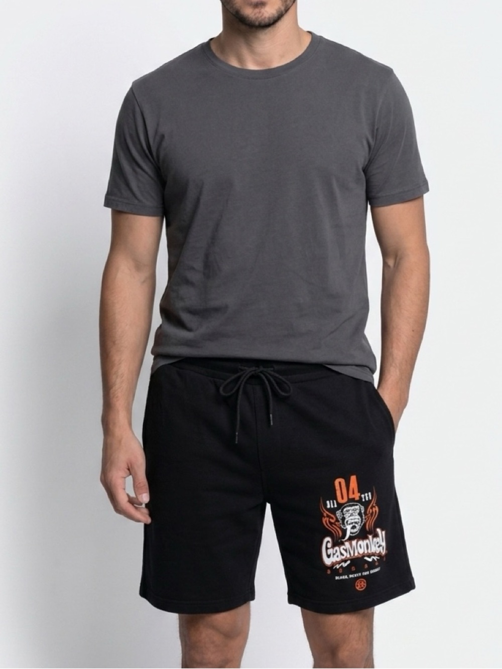 Black Athletic Shorts with Elastic Waistband and Drawstring
